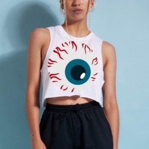 EYEBALL crop top muscle tank tshirt white oversize